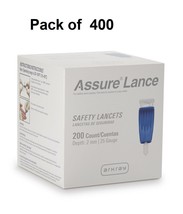 Assure Safety Lancet 25 Gauge 2.0 mm Depth Low Flow, Push Button, 400/Pack - $48.50
