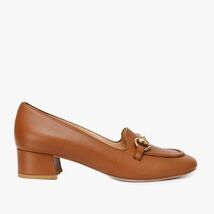 The Delhi Brown Leather Block Heel Pump Women Shoe image 2
