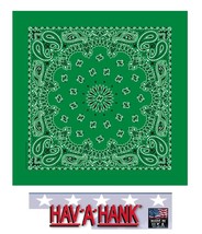 USA MADE Hav-A-Hank KELLY GREEN PAISLEY BANDANA Face Mask Neck SCARF Hea... - $8.99