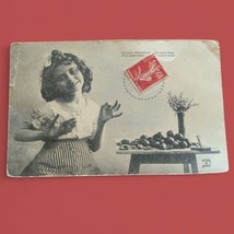 Postcard Grabbing A Treat Pretty Young French Girl Antique 1908 PH&amp;C&#39;s N... - $9.78