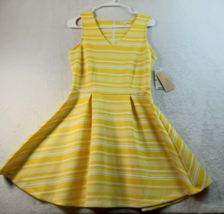 Copper Key Dress Juniors Small Yellow White Striped Fit &amp; Flare Back Zipper NWT - £13.05 GBP