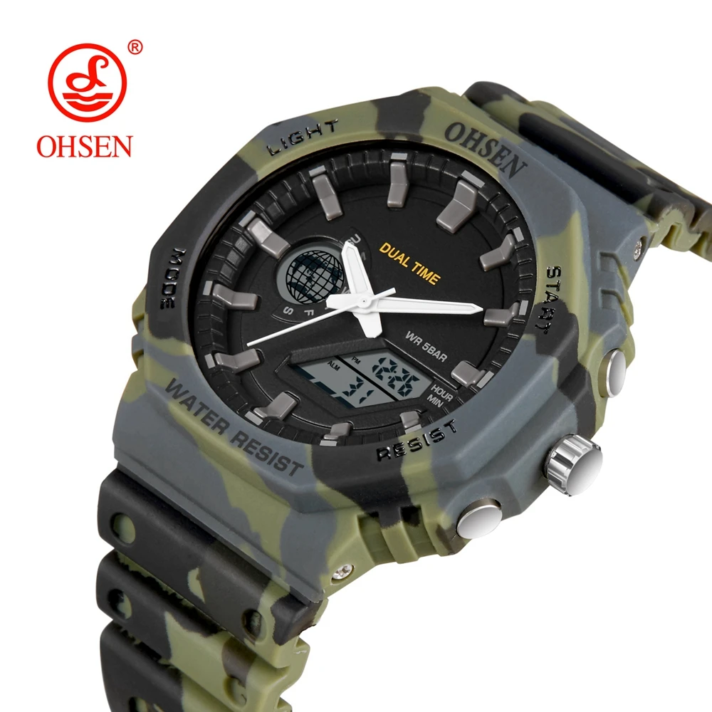Outdoor Sport Digital Watches for Men Grey Silicone Waterproof Tactical Electron - £19.06 GBP