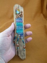 G-61 turquoise wool knit Beaded copper beach driftwood CA art Charlotte Vincent - £27.21 GBP