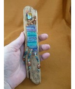 G-61 turquoise wool knit Beaded copper beach driftwood CA art Charlotte ... - $47.18 CAD