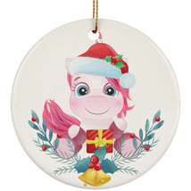 Cute Baby Zebra With Chirtmas Gift Round Ornament Xmas Decor For Animal Lover - £11.90 GBP
