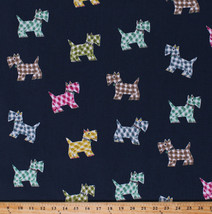 Home Decor Scotties Gingham Scottish Terriers Dogs on Blue Fabric BTY D791.13 - £10.36 GBP