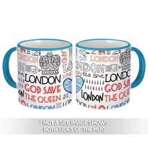 London Text Pattern : Gift Mug Travel Royal Crown Tea Time Bag Craft Fabrics Wal - $15.90