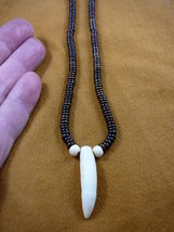 G159-201) 1-5/8" GATOR Alligator T**th brown water buffalo  Bead NECKLACE - $21.59