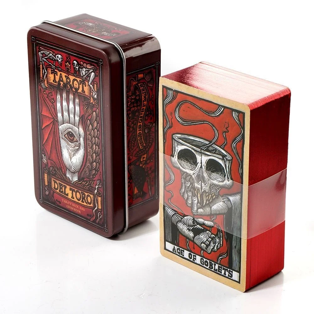 Witches Tarot Cards In Tin Metal Box Gold-Plated Edge Gilded Edge Divination - £15.12 GBP