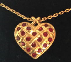Vintage AVON NIB July Heart &amp; Rhinestones Pendant Necklace - $8.96