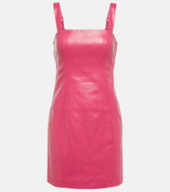 Halloween Strap Hot Dress Women Soft Barbie Pink Stylish Party Lambskin Leather - £116.45 GBP+