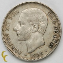 1883 (83) MS-M Spain 5 Pesetas Silver Coin in XF, KM# 688 - $134.10