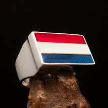 Perfectly crafted Men&#39;s Dutch Flag Ring Holland Netherlands - Sterling Silver - $74.00