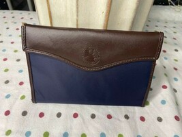 Huntington World Navy Nylon &amp; Brown Leather Continental Wallet - $44.55