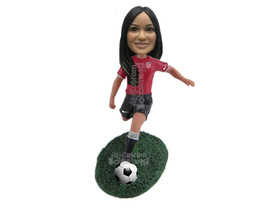 Custom Bobblehead Sexy Female Soccer Player Ready To Shoot The Ball With Power - - £65.00 GBP