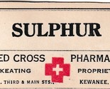 Antigüedad Cruz Roja Azufre Pharmacy Etiqueta P.Keating Kewanee Illinois - $7.97