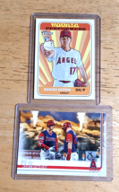 Shohei Ohtani Dodgers LOT 2 2018 Heritage Rookie Performers RC/Gets Shot W/Trout - £26.95 GBP
