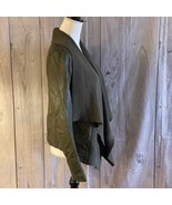 Blank NYC Open Style Jacket, Medium, Green, Lined, Zip Pockets, Faux Lea... - $39.99