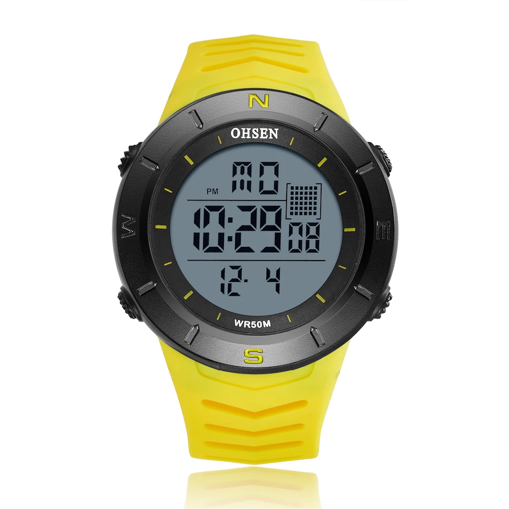 OHSEN Men  Electronic Led Outdoor  Wateroof Wristwatch Yellow  5ATM Dive... - £93.76 GBP