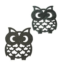 Set of 2 Cast Iron Owl Trivet Brown &amp; Verdigris Home Decor Kitchen Accessories - £27.69 GBP