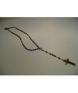 Christian Rosary Wood DARK BROWN Bead Silver Crucifix - €7,37 EUR