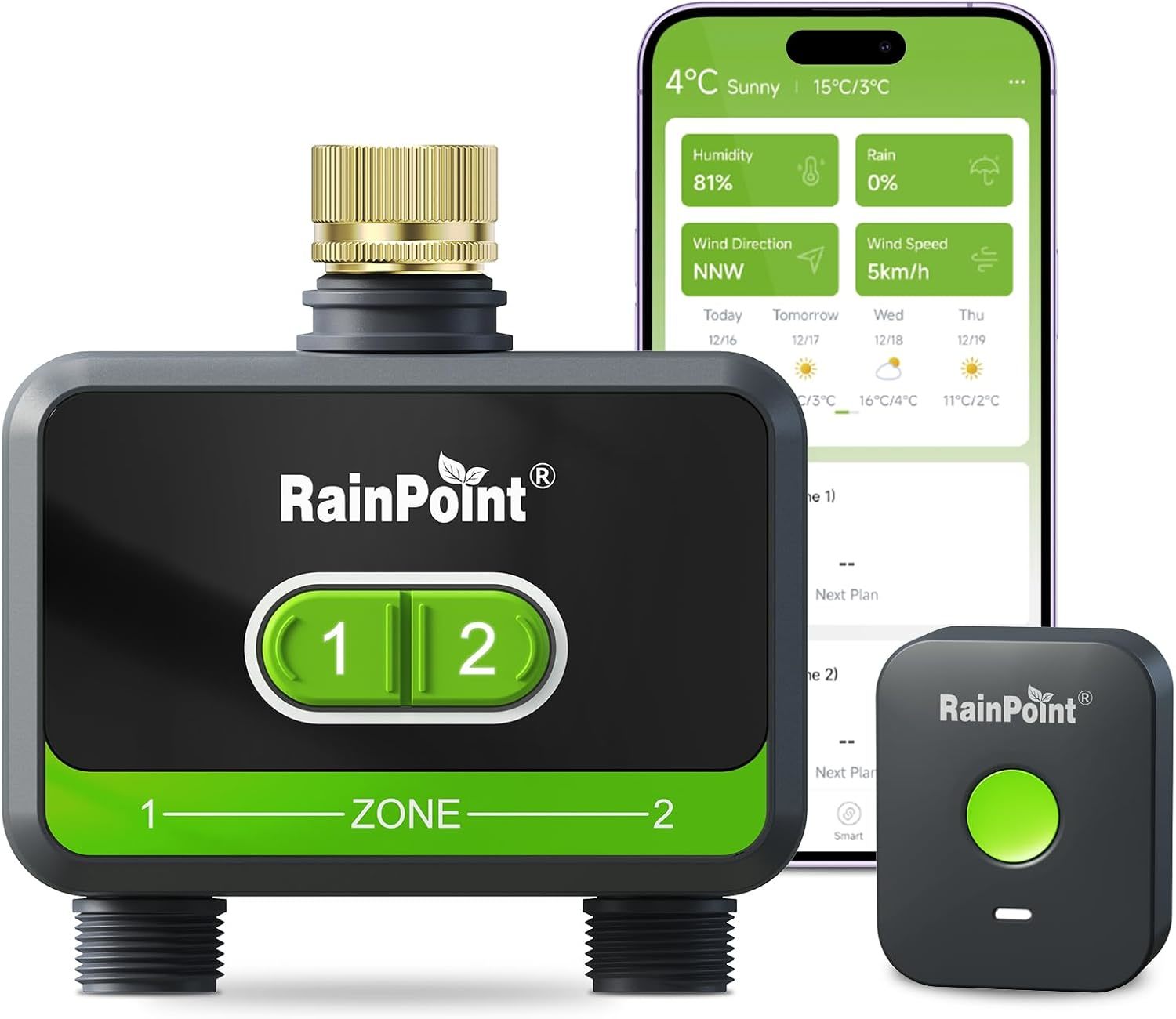 Rainpoint Wifi Water Timer For Garden Hose With Brass Inlet, 2-Zone Smar... - $129.94