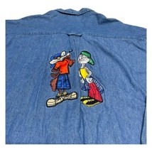 Bugs Bunny Wil E Coyote Looney Tunes XLarge Denim Shirt Embroidered Y2K ... - £44.69 GBP