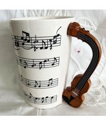 Novelty Music Themed Ceramic Coffee Mug w Violin Handle &amp; Musical Notes ... - $244.42 MXN