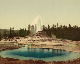 Castle Geyser at Yellowstone National Park Wyoming 1898 photochrom Photo Print - £7.04 GBP+