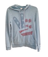 Junk Food Wash Blue Distressed Peace Sign American Flag Hoodie Small - $35.00
