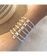 26 Letters White Shell Beaded Bracelet Women Metal Love Design Bracelet - £5.53 GBP