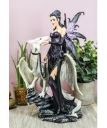Gothic Khaleesi Fairy With Arctic White Dragon Statue 9.5&quot;H Dungeons Dra... - $1,190.01 MXN