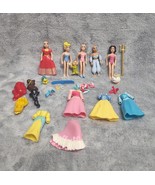 Disney Princess Polly Pocket  5 Doll lot - 39 pieces, dresses, shoes, hiar - £11.21 GBP