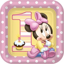 Disney Minnie Mouse 1st Birthday Lunch Plates Party Supples Table Decor ... - £10.23 GBP