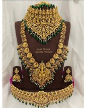 Oro Chapado Estilo Indio Bollywood Templo Cinturón Haram Gargantilla Joyería Set - £112.08 GBP