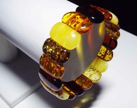 Adult Amber Bracelet Natural Baltic Amber colorful beads on elastic - £118.50 GBP