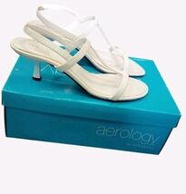 Strappy White Low Kitten Heeled Aerology Sandals By Aerosoles Size 8.5 - $36.85