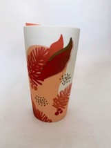 Starbucks 12 Oz White Matte Pink &amp; Red Pine Cones Leaves Ceramic Tumbler Travel  - £18.54 GBP