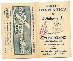 L' Auberge du Cygne Blanc Hotel Invitation Montreal Quebec Canada White ... - $17.82