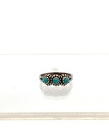 Signed Sterling Three Stone Turquoise Vintage Native American Pinky Ring... - $39.37 CAD