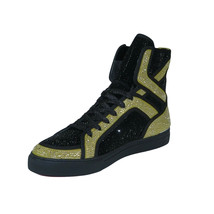 Men High Top Shoes By FIESSO AURELIO GARCIA ,Fancy Rhine stones 2402 Black Gold image 4