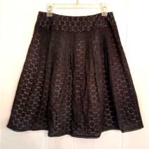 Ann Taylor Black Eyelet Cut Out Lace Skirt size 4 A Line Flare Fully Lined - £23.26 GBP