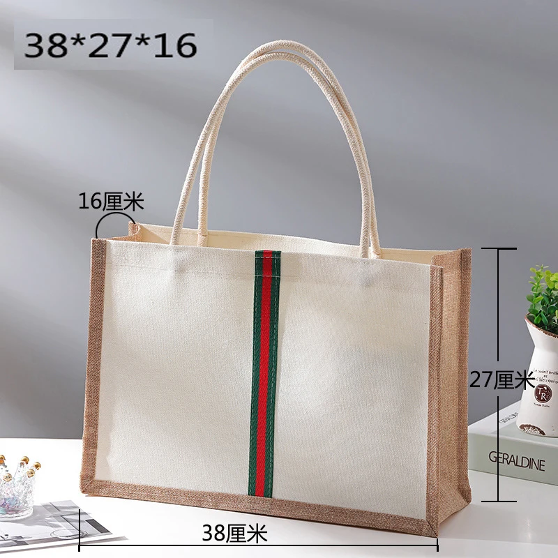Ote shopping bags eco friendly handbags grocery burlap fabric bag coated cotton storage thumb200