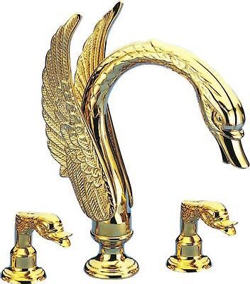 Waterfall widespread Tub Swan Faucet mixer tap Ti-gold bathtub faucet 3 ... - $494.99