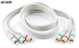 3 Ft. High Quality Python Component Video 3-Rca Rgb Cable, Gold Plugs, Av-603P - £12.85 GBP