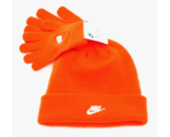 Nike Orange Knit Cuff Beanie &amp; Knit Stretch Gloves Youth Boy&#39;s 8-20 NWT - £30.92 GBP