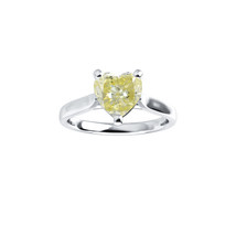 Heart Diamond Ring 14k White (1.01 Ct Natural Yellow VS2 Clarity) GIA - £3,985.54 GBP