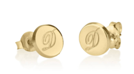 Cursive Initial Stud Earrings: Sterling Silver, 24K Gold, Rose Gold - £86.52 GBP
