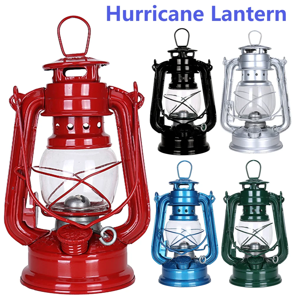 Vintage Fuel Camping Lanterns Metal Kerosene Lantern Hurricane Table Lamps with - £6.43 GBP+