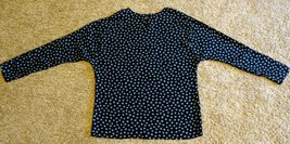 Carole Little Black Turquoise Polka Dot Oversized Top Blouse Back Keyhole 4 S - £6.22 GBP